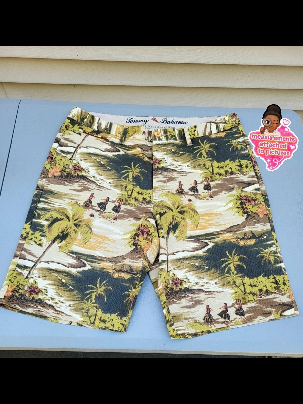 Tommy Bahama| Bedford Bay Shorts Island Scene| Cotton - Olive, Tan, Cream| 33